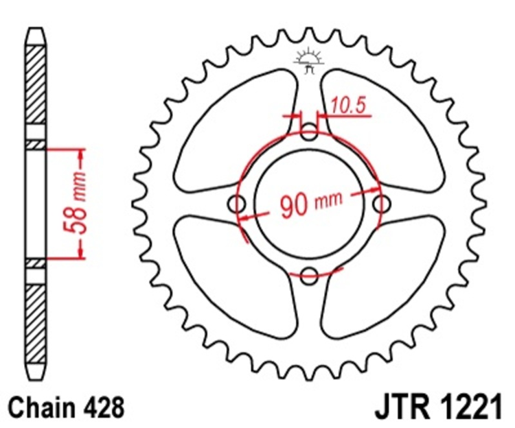 CORONA JT 1221 de acero con 44 dientes